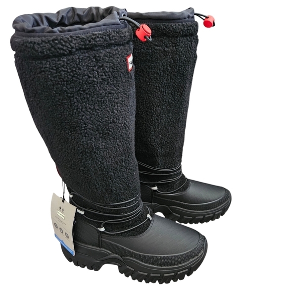 Hunter Wanderer Womens Black Waterproof Tall Sherpa Snow Gorpcore Boots SZ 7 NWT - Picture 2 of 12